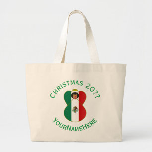 Mexican Angel Christmas Flag Personalised Large Tote Bag