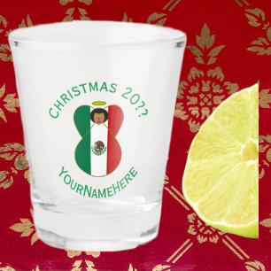 Mexican Angel Christmas Flag Personalised Shot Glass