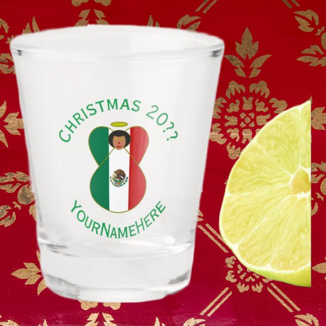 Mexican Angel Christmas Flag Personalised  Shot Glass (Creator Uploaded)