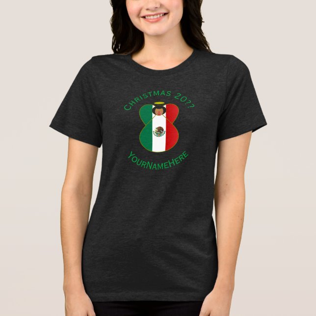 Mexican Angel Christmas Flag Personalised Women's  Tri-Blend Shirt (Front)
