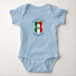 Mexican Angel Hanukkah Flag Personalised Boy Baby Bodysuit<br><div class="desc">Short sleeve baby boy bodysuit for Hanukkah shows an angel dressed in the Mexican flag. Above,  in blue letters,  add a holiday or occasion and a year in blue letters. Below,  also in blue letters,  is a place for a name. Great for holiday gift.</div>