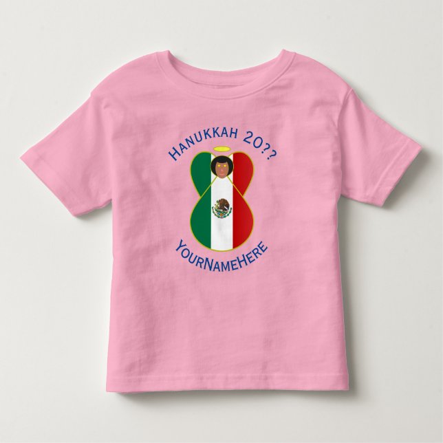 Mexican Angel Hanukkah Flag Personalised Girl Toddler T-Shirt (Front)