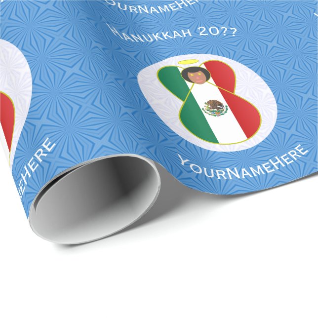 Mexican Angel Hanukkah Flag Personalised  Wrapping Paper (Roll Corner)