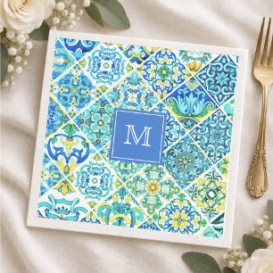 Mexican Aqua Mint Sicilian Mediterranean Tile Napkin