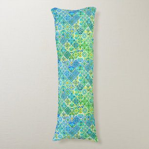 Mexican aqua mint Sicilian Mediterranean tiles Body Cushion