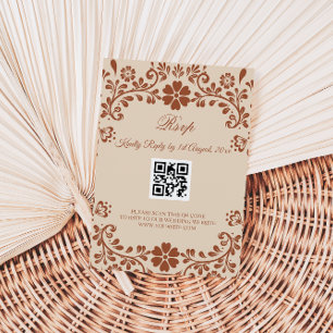 Mexican Art Beige Wedding Rsvp Enclosure Card