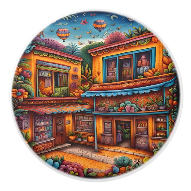 Mexican Art  Ceramic Knob (Front)