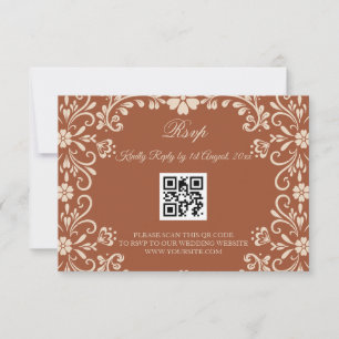 Mexican Art Terracotta Wedding RSVP Card