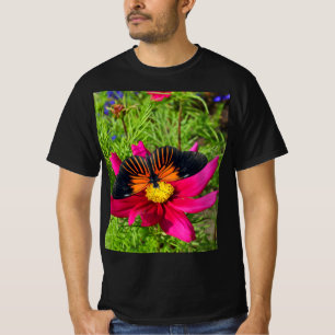 Mexican aster flower with a Doris Longwing Butterf T-Shirt
