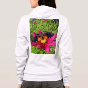 Mexican aster flower with a Doris Longwing  Hoodie