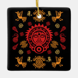 Mexican Aztec Art Home Decor Ceramic Ornament