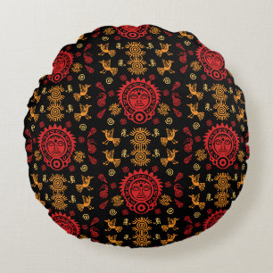 Mexican Aztec Art Home Decor Round Cushion