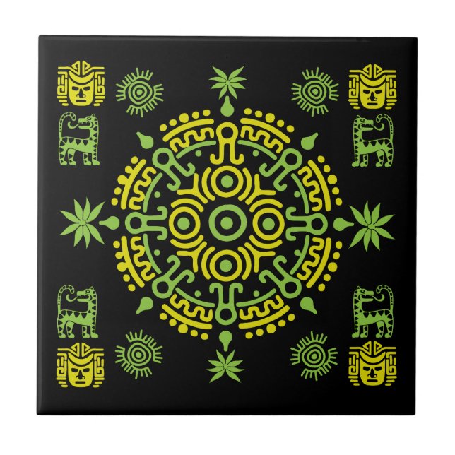 Mexican Aztec Art Home Decor Tile (Front)