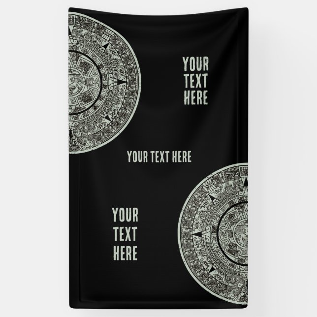Mexican Aztec Sun Stone Mayan Calendar 1 Banner (Vertical)