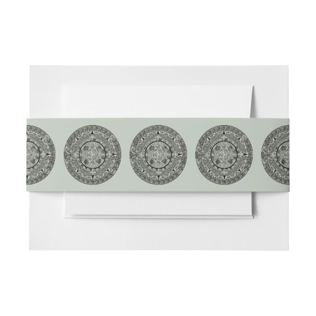 Mexican Aztec Sun Stone Mayan Calendar 1 Invitation Belly Band (Front Example)