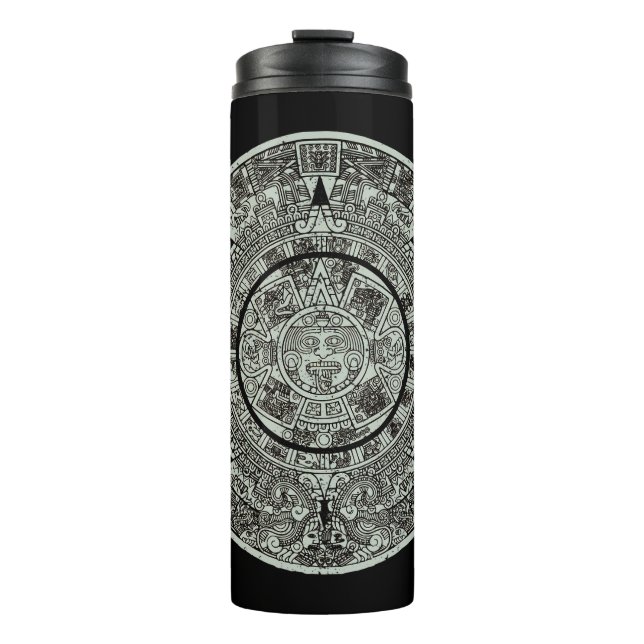 Mexican Aztec Sun Stone Mayan Calendar 1 Thermal Tumbler (Front)