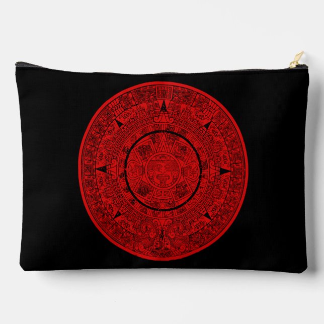 Mexican Aztec Sun Stone Mayan Calendar 2 Accessory Pouch (Back)