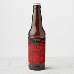 Mexican Aztec Sun Stone Mayan Calendar 2 Beer Bottle Label