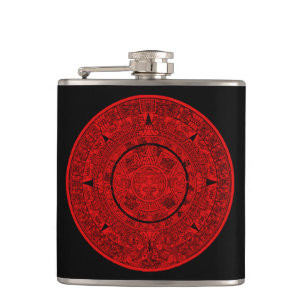 Mexican Aztec Sun Stone Mayan Calendar 2 Hip Flask