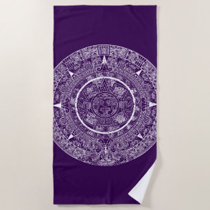 Mexican Aztec Sun Stone Mayan Calendar 3 Beach Towel