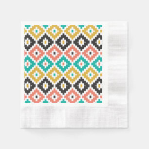 Mexican Aztec Tribal Print Ikat Diamond Pattern Napkin