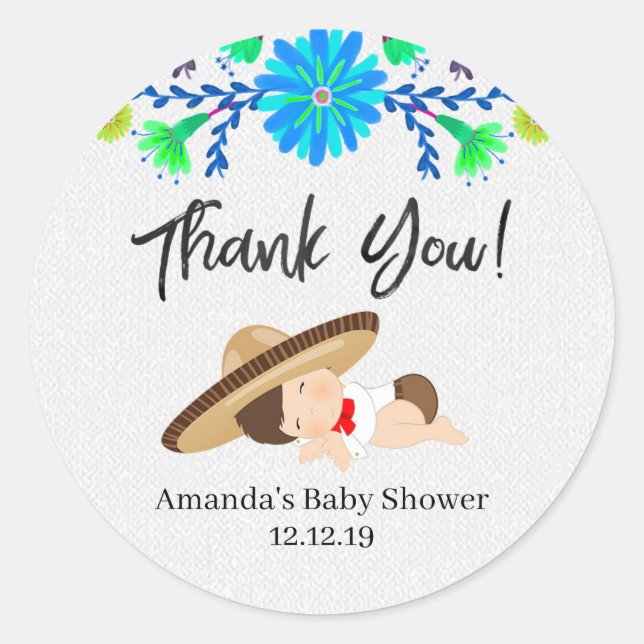 Mexican Baby Muchacho Thank You Tag (Front)
