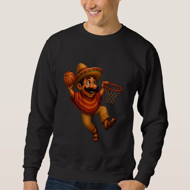 Mexican Basketball Poncho Cinco De Mayo Sport Men  Sweatshirt (Front)