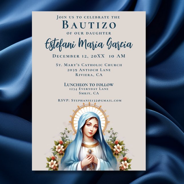 Mexican Bautizo Virgen de Guadalupe Baptism Invitation (Creator Uploaded)