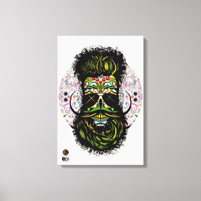 Mexican bearded skulls skulls head canvas print (Front)