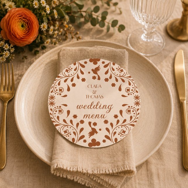 Mexican Beige Terracotta Wedding Menu Card (Creator Uploaded)