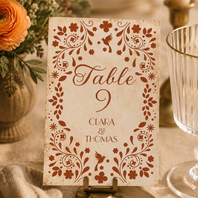 Mexican Beige Terracotta Wedding Table Number (Creator Uploaded)