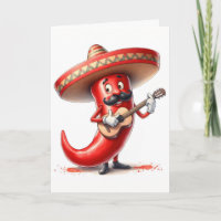 Mexican Birthday Red Chilli Pepper Guitar Player