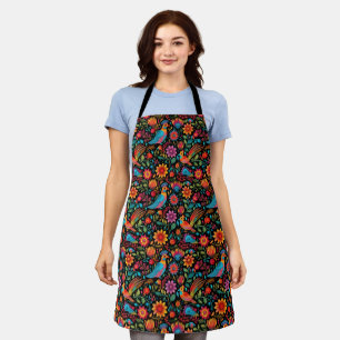 Mexican black floral  apron