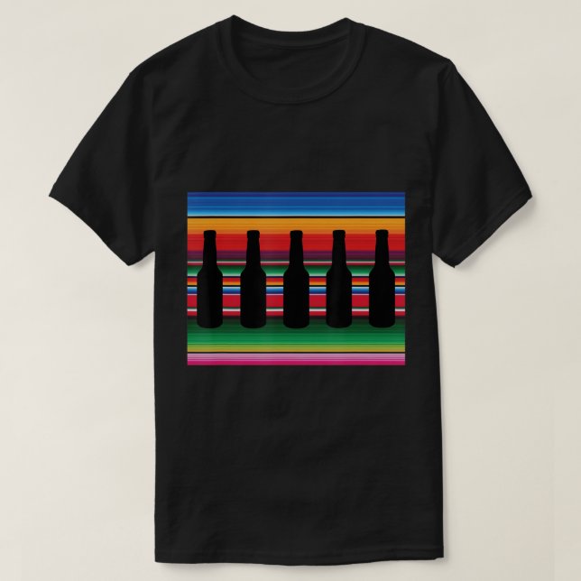 Mexican Blanket Beer T Shirt Serape Funny Beer Shi (Design Front)