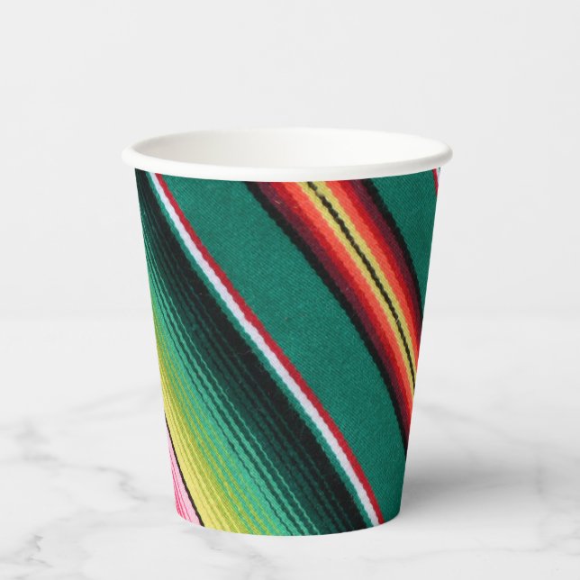 Mexican Blanket Colourful Stripe  Paper Plates Paper Cups (Front)