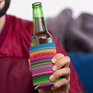 Mexican Blanket Fiesta Stripes Colourful Custom Can Cooler