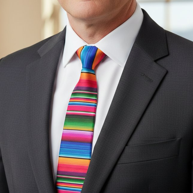 Mexican Blanket Fiesta Stripes Colourful Sarape Tie (Creator Uploaded)