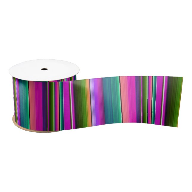 Mexican Blanket Fiesta Stripes Sarape Pink Satin Ribbon (Spool)