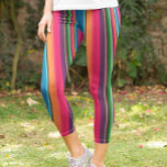 Mexican Blanket Serape Stripes Colourful Capri Leggings<br><div class="desc">This design may be personalised by choosing the Edit Design option. You may also transfer onto other items. Contact me at colorflowcreations@gmail.com or use the chat option at the top of the page if you wish to have this design on another product or need assistance with this design. See more...</div>
