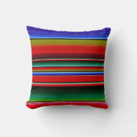 Mexican Blanket Stripes Colourful Blue Red Spanish