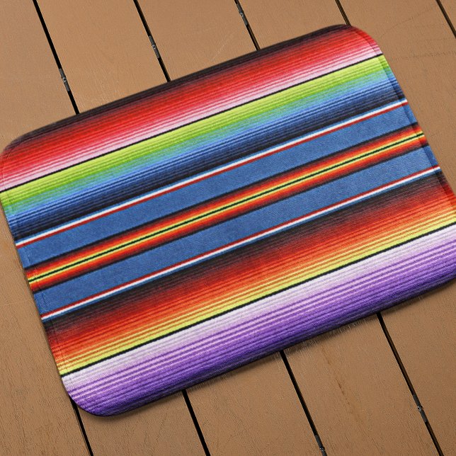 Mexican Blanket Stripes Colourful Rainbow Serape Bath Mat (Creator Uploaded)