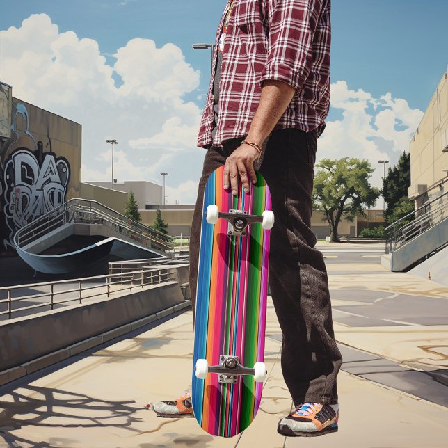 Mexican Blanket Stripes Serape Colorful Mexico Skateboard (Creator Uploaded)