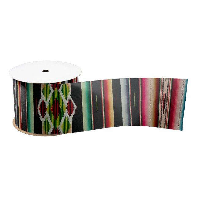 Mexican Blanket Traditional Spanish Fiesta Serape Satin Ribbon (Spool)