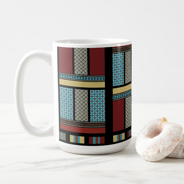Mexican Block Stripe Pattern 1 Coffee Mug (With Donut)