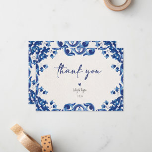 Mexican Blue Fiesta Bridal Thank You Card