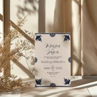 Mexican Blue Floral Otomi Simple Fiesta Wedding