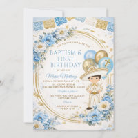 Mexican Blue gold Boy baptism and first birthday