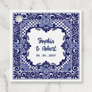 Mexican Blue Talavera Wedding Favour Tags