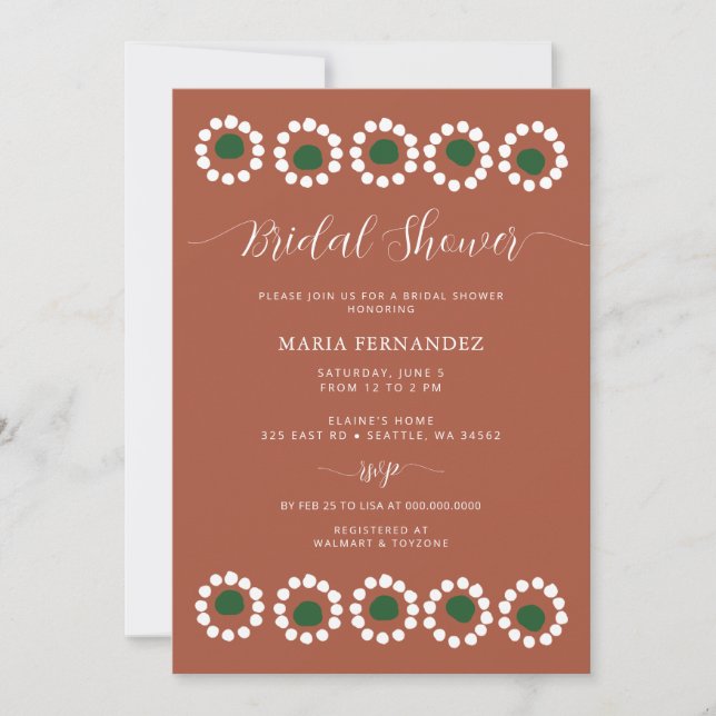 Mexican Boho Barro Bridal Shower Invitation (Front)