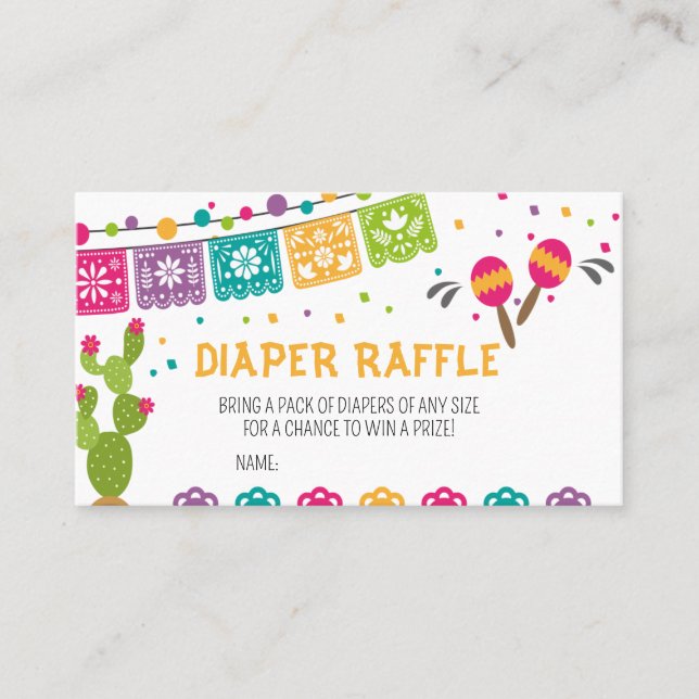 Mexican Boho Fiesta Baby Shower Diaper Raffle Business Card (Front)